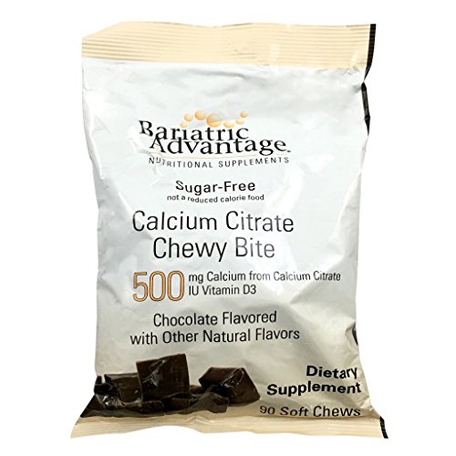 Bariatric Advantage Calcium Citrate 500mg Chocolate Flavored Chewy Bite 90ct Bag Sugar Free 5056
